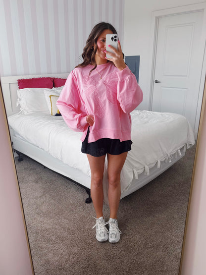 Dancing Through Life Lace Bow Sweatshirt
