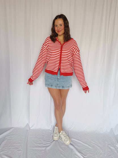 Sugar Rush Striped Zip Up Sweater