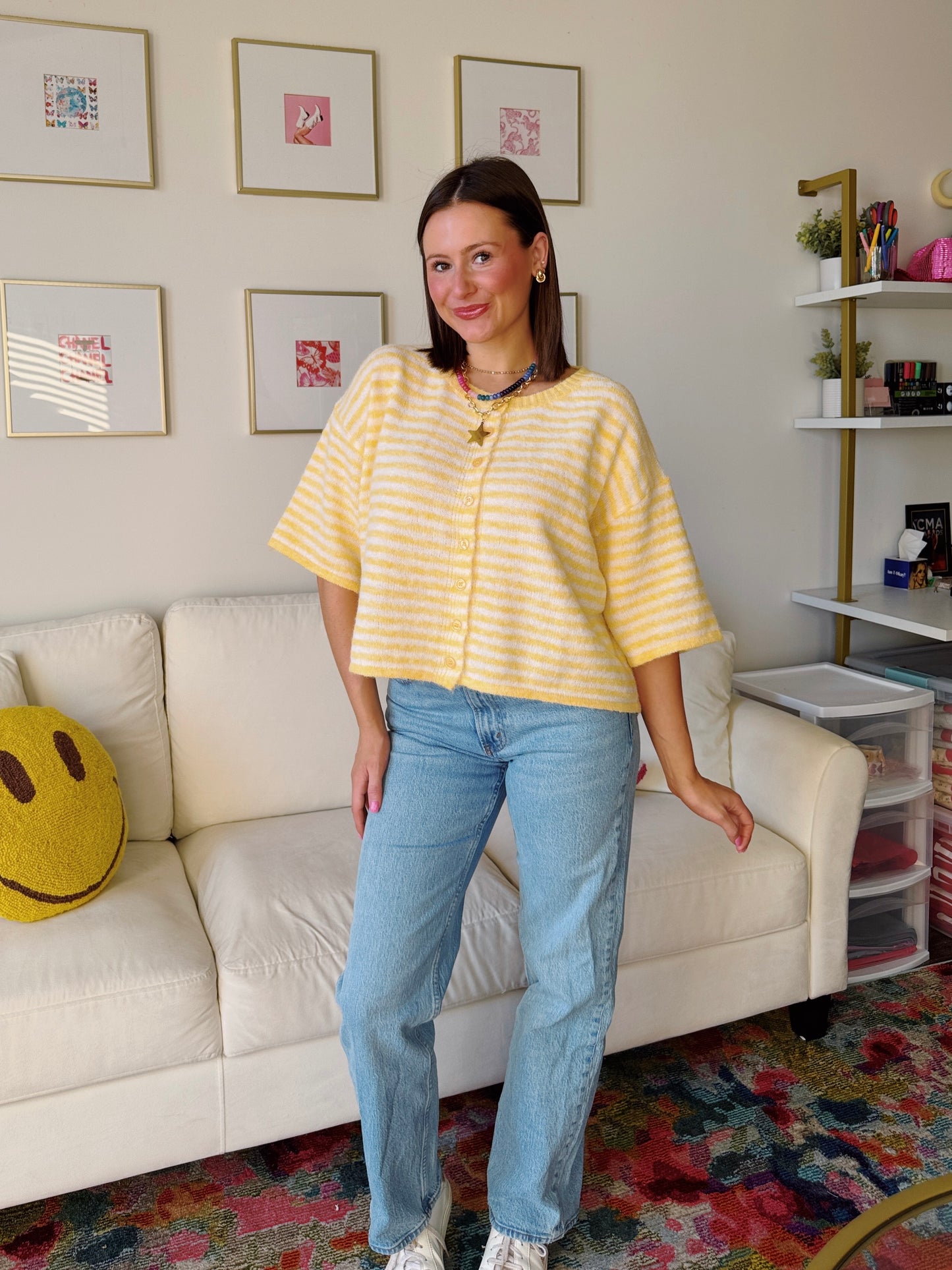 Easy Does It Striped Button Down Cardigan