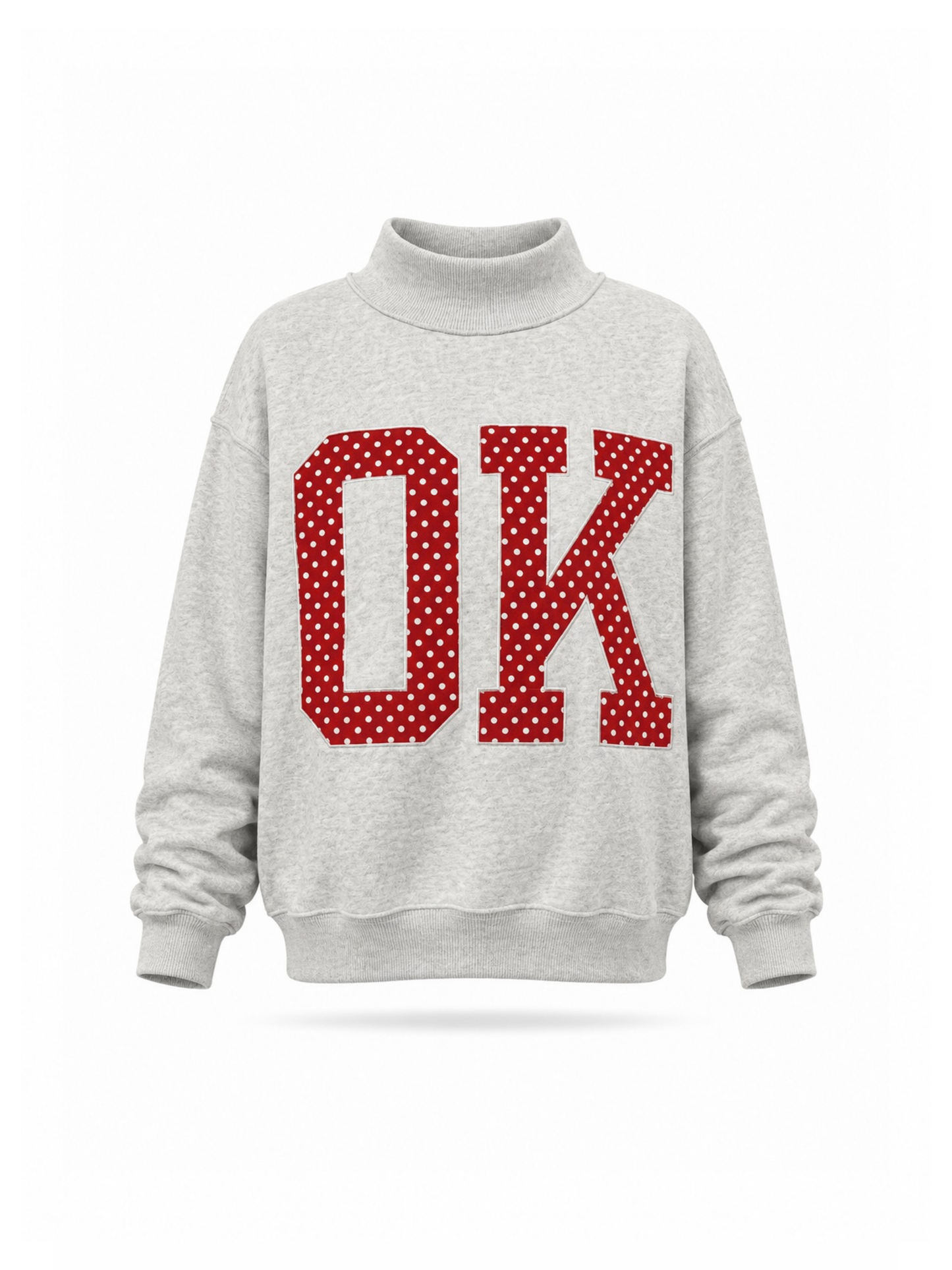 PREORDER: Polka Dot Embroidered Oklahoma (OK) Mock Neck Sweatshirt (EARLY SEPTEMBER)