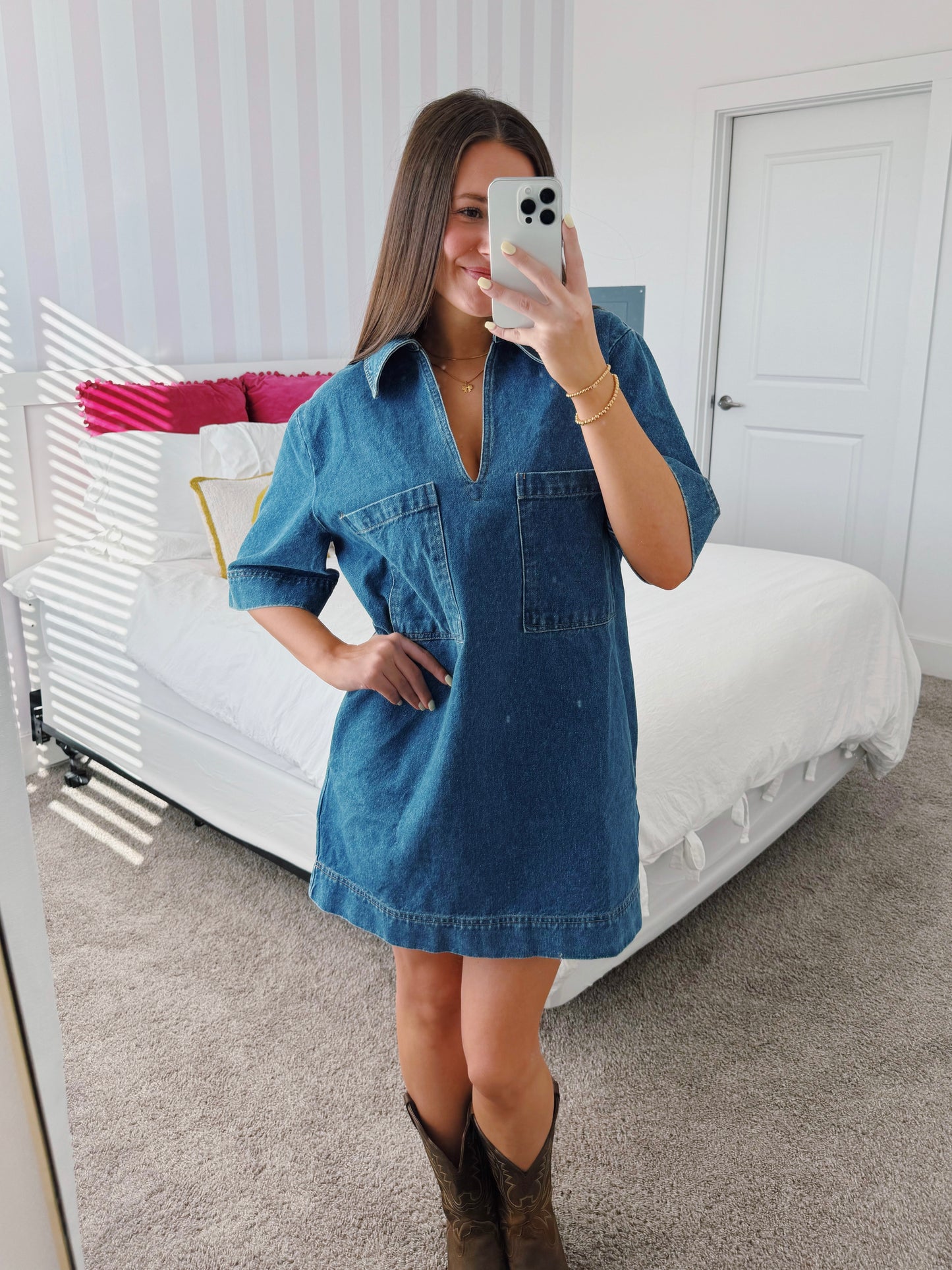 Country Roads Denim Shirt Dress