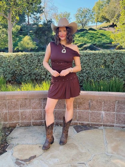 Nashville Nights Studded Twist Romper Dress