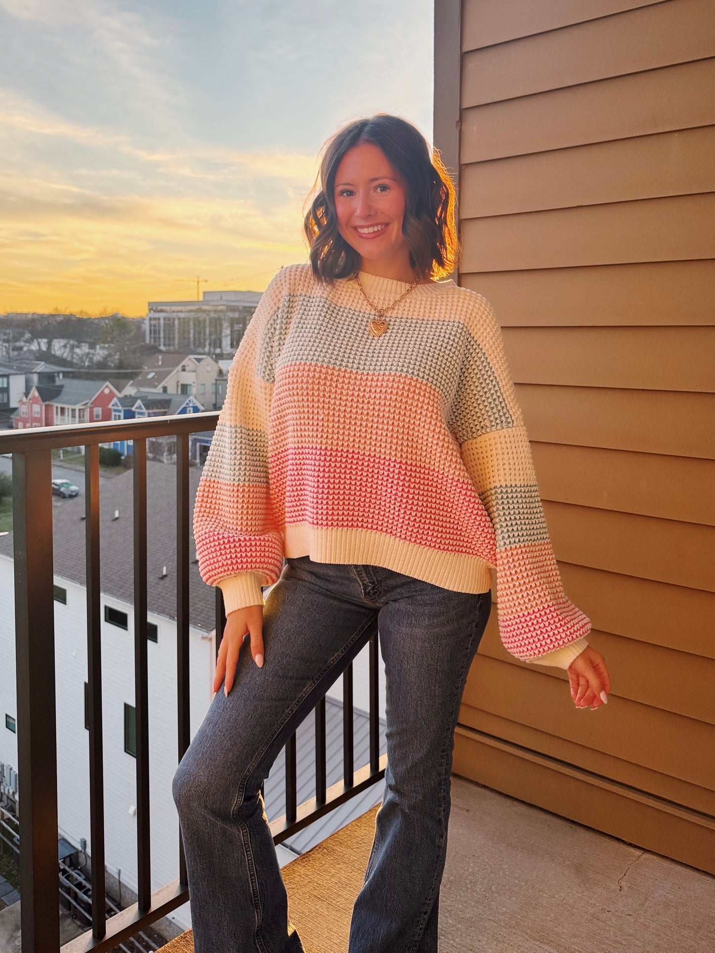 Starburst Colorblock Striped Sweater