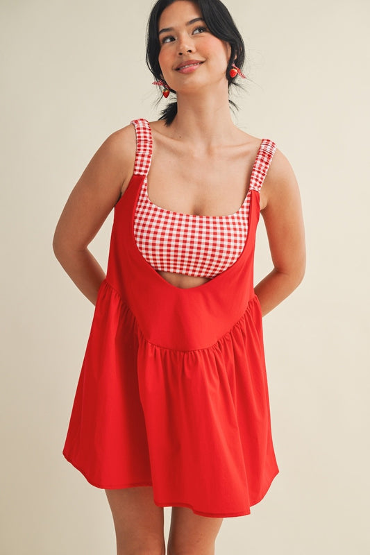 PREORDER: Sweet Escape Gingham Athletic Romper Dress (EARLY JUNE)