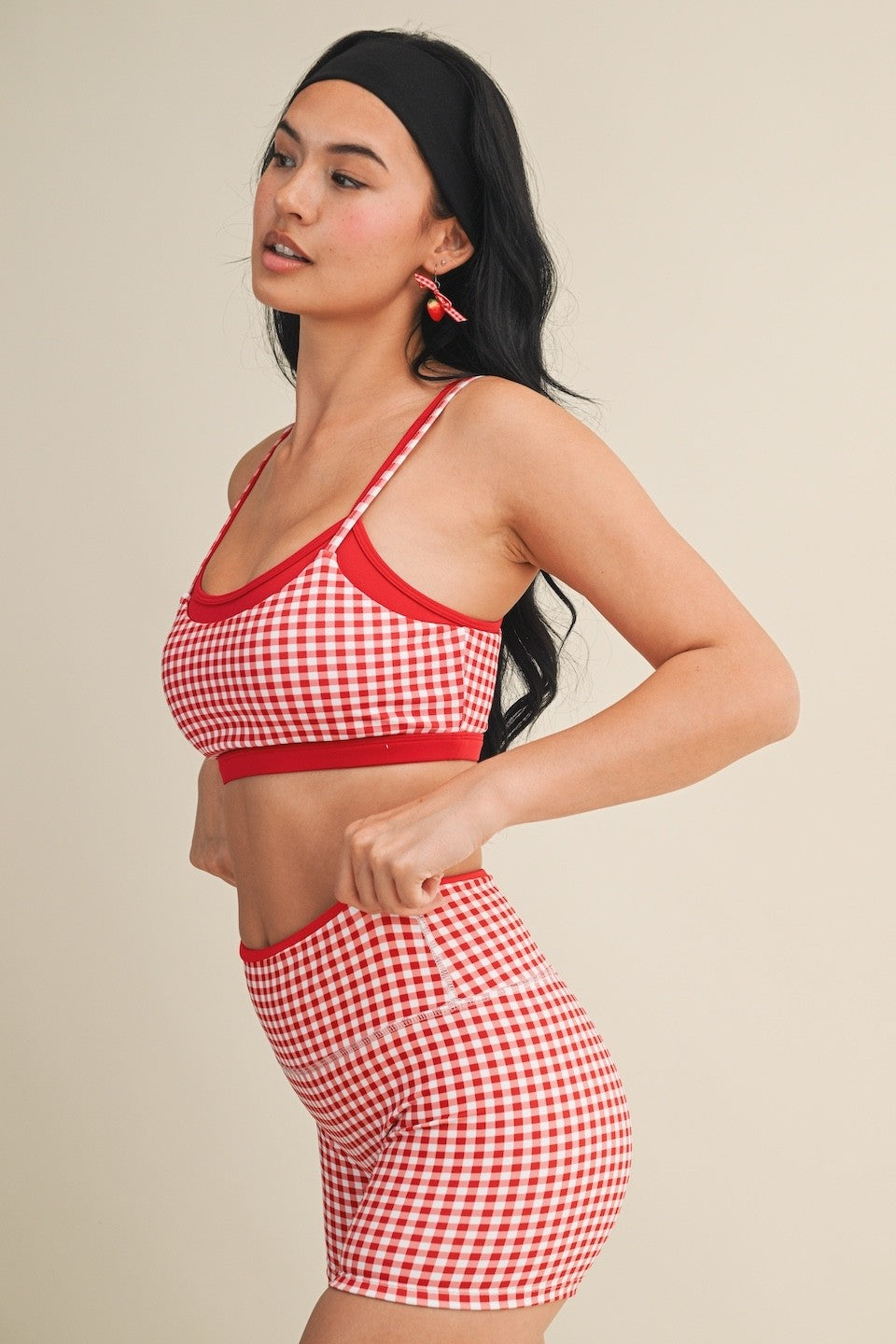 Off Duty Gingham Sports Bra & Shorts Set