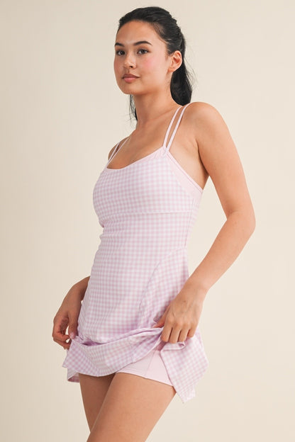 On The Move Gingham Layered Athletic Dress