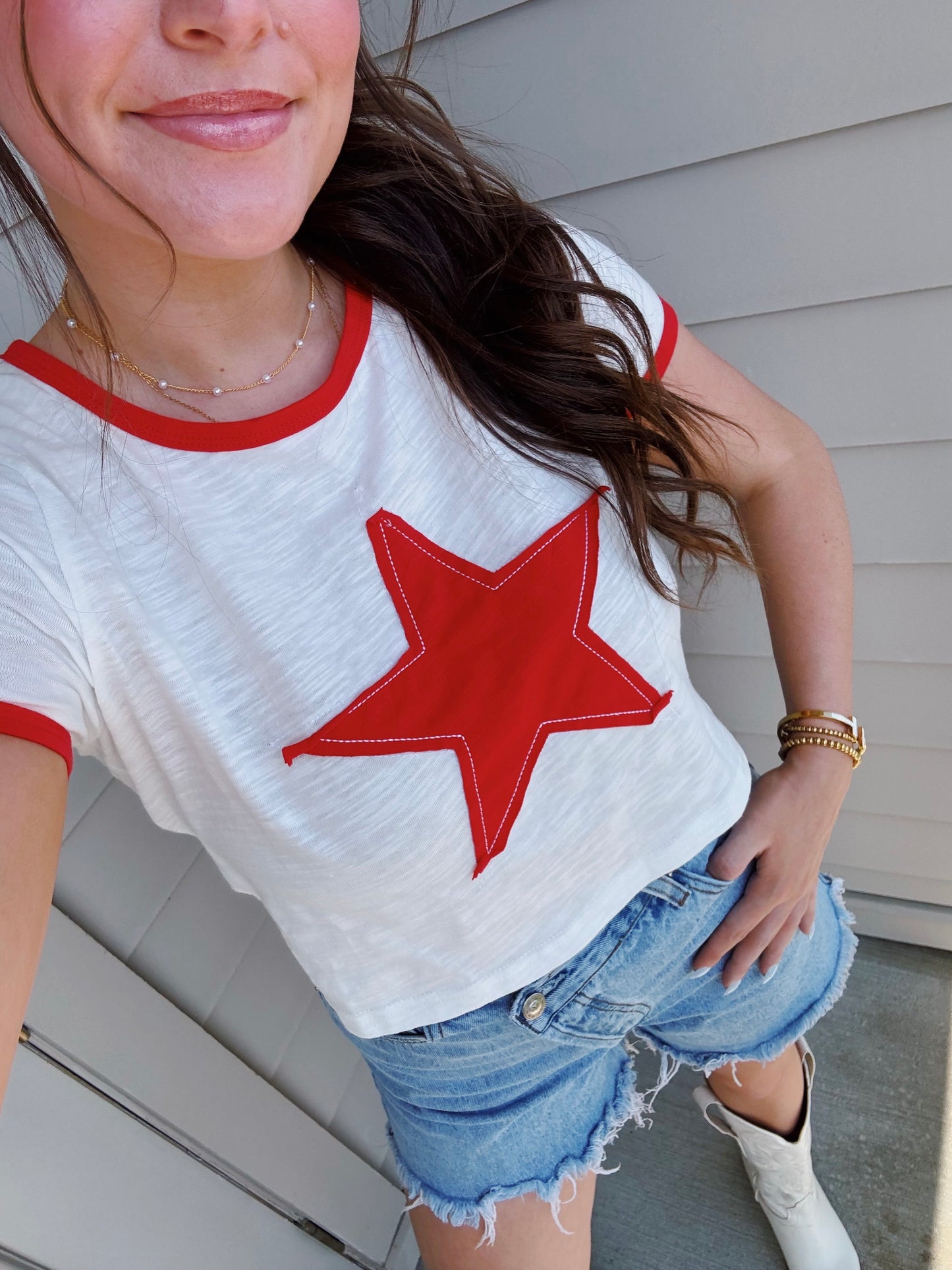 Born In The USA Star Cropped Tee