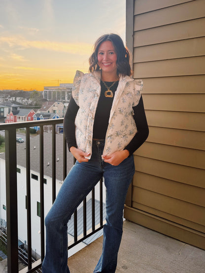 Sweet Pea Floral Puffer Vest