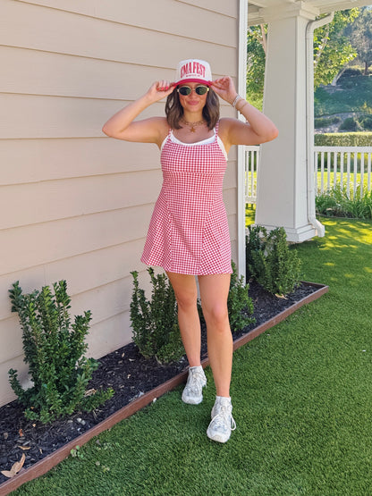 On The Move Gingham Layered Athletic Dress