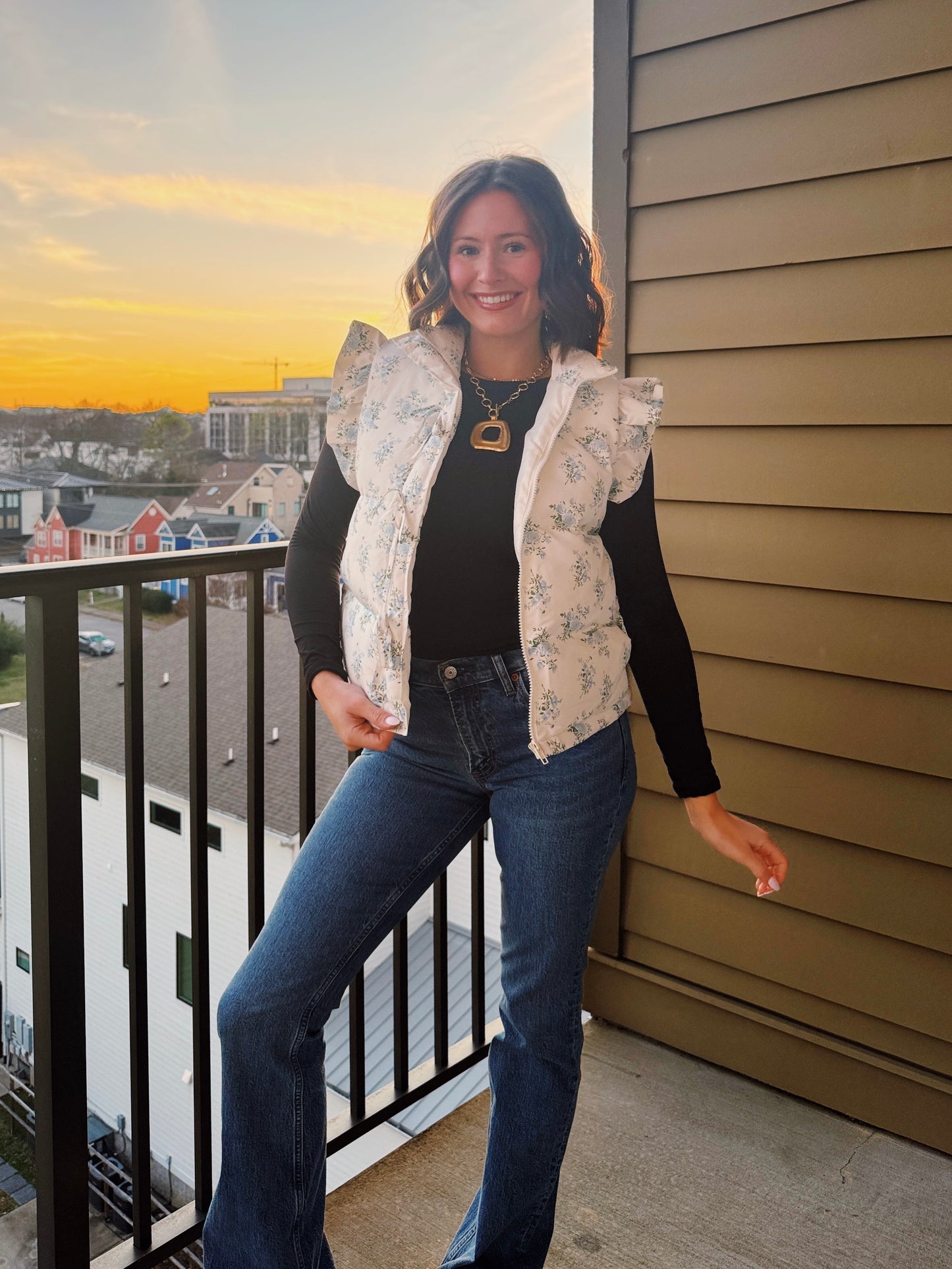 Sweet Pea Floral Puffer Vest