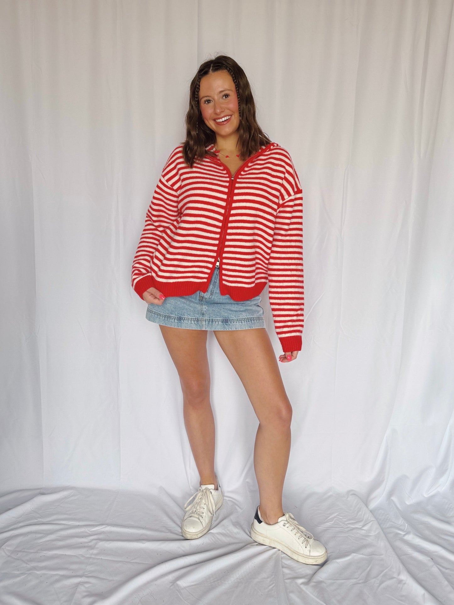 Sugar Rush Striped Zip Up Sweater