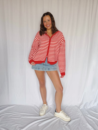 Sugar Rush Striped Zip Up Sweater