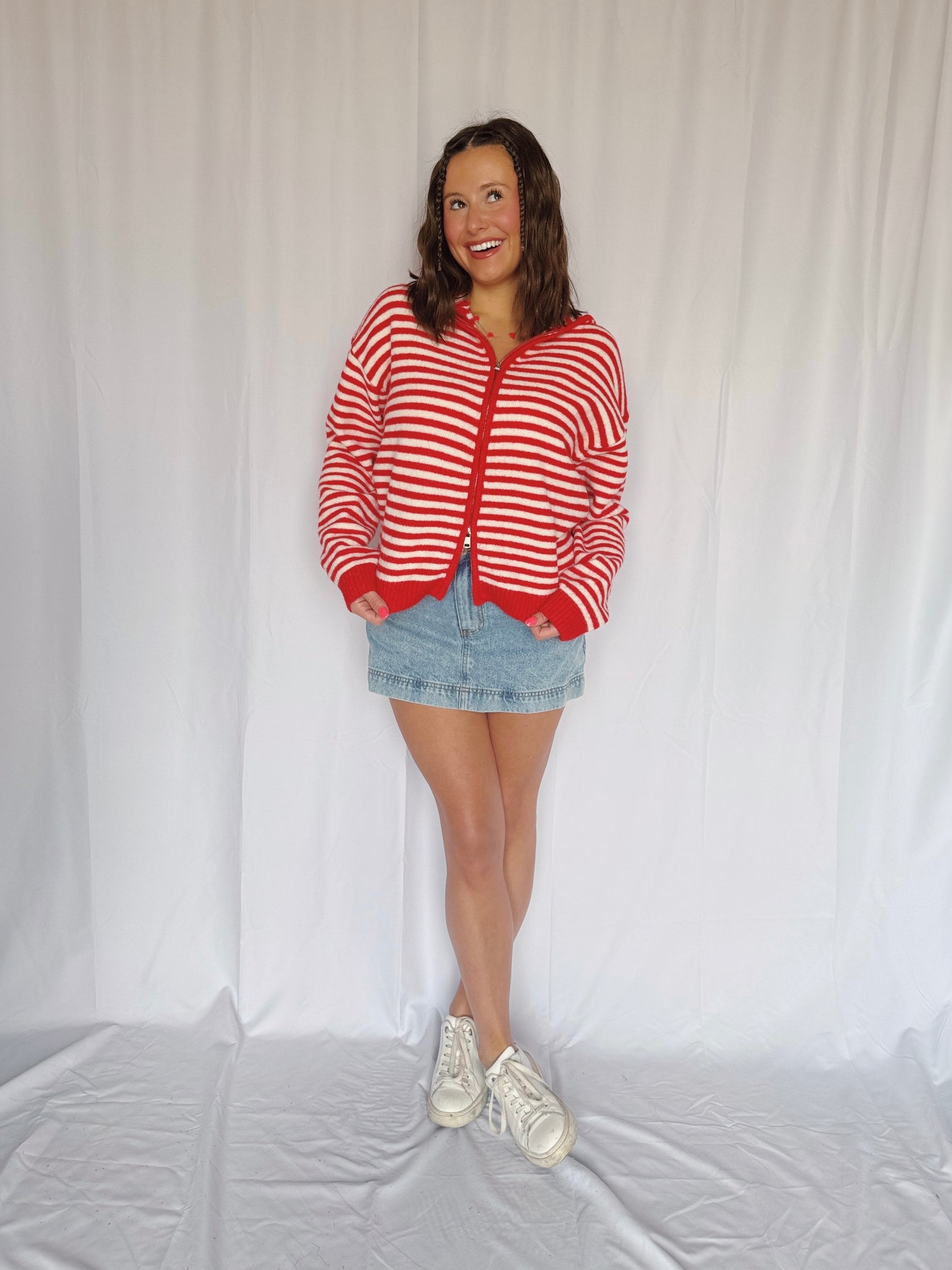 Sugar Rush Striped Zip Up Sweater