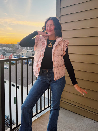 Sweet Pea Floral Puffer Vest