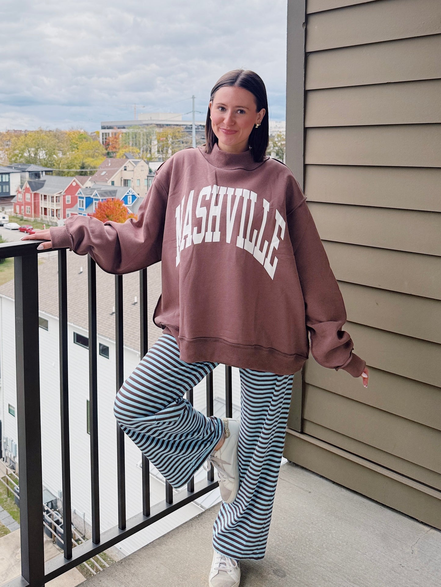 Nashville/Broadway Reversible Mock Neck Sweatshirt