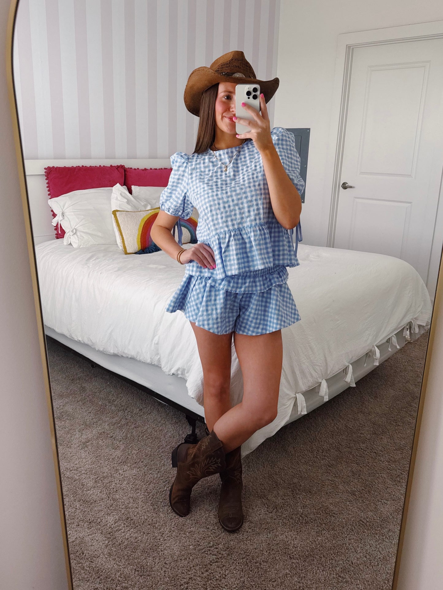 9 to 5 Gingham Top & Shorts Set