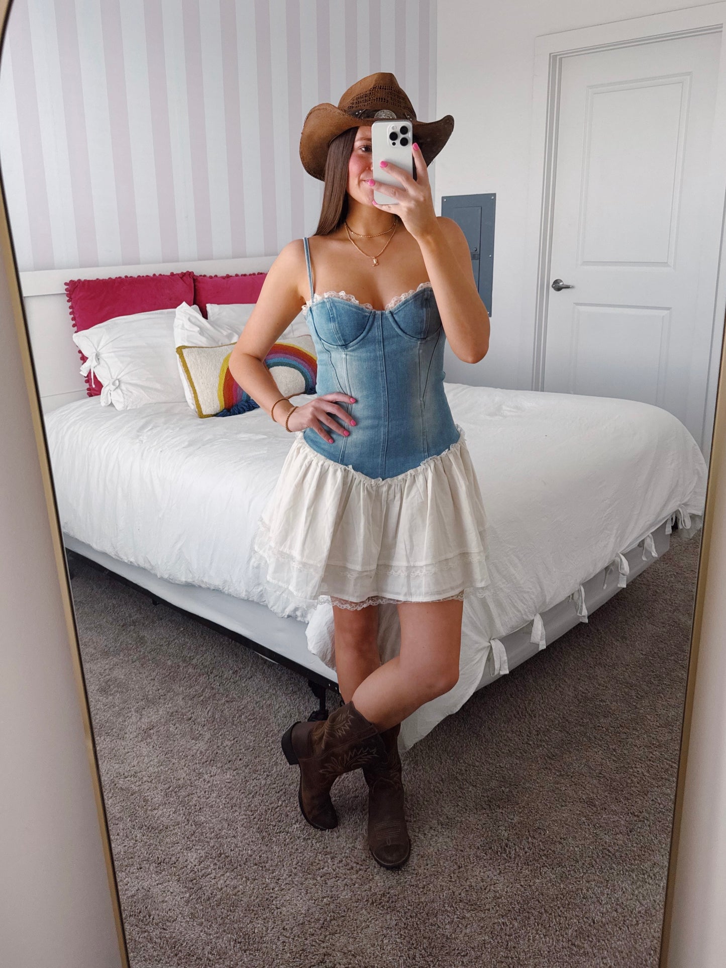 Split Decision Denim Corset Dress