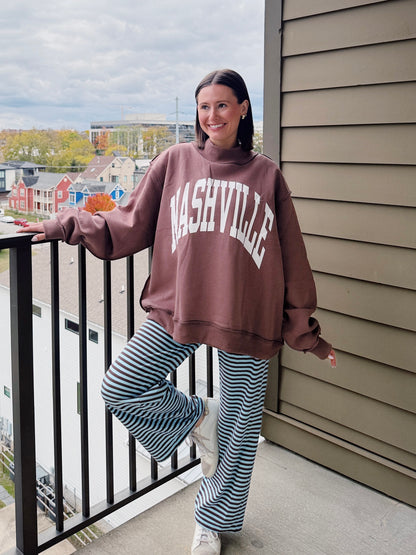 Nashville/Broadway Reversible Mock Neck Sweatshirt