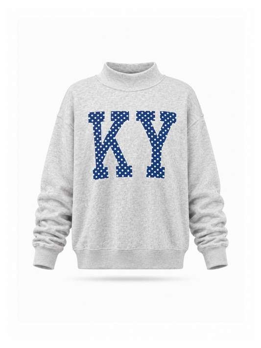 PREORDER: Polka Dot Embroidered Kentucky (KY) Mock Neck Sweatshirt (EARLY OCTOBER)