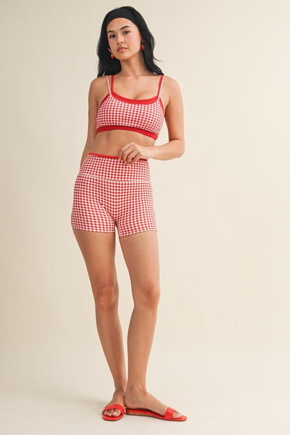 Off Duty Gingham Sports Bra & Shorts Set