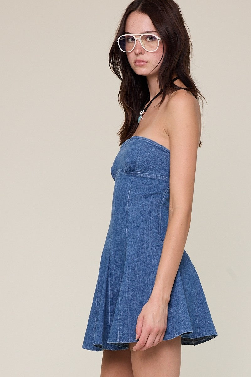 All-American Girl Strapless Denim Mini Dress