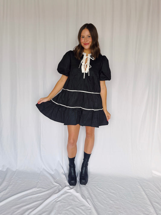 Witching Hour Puff Sleeve Tiered Dress