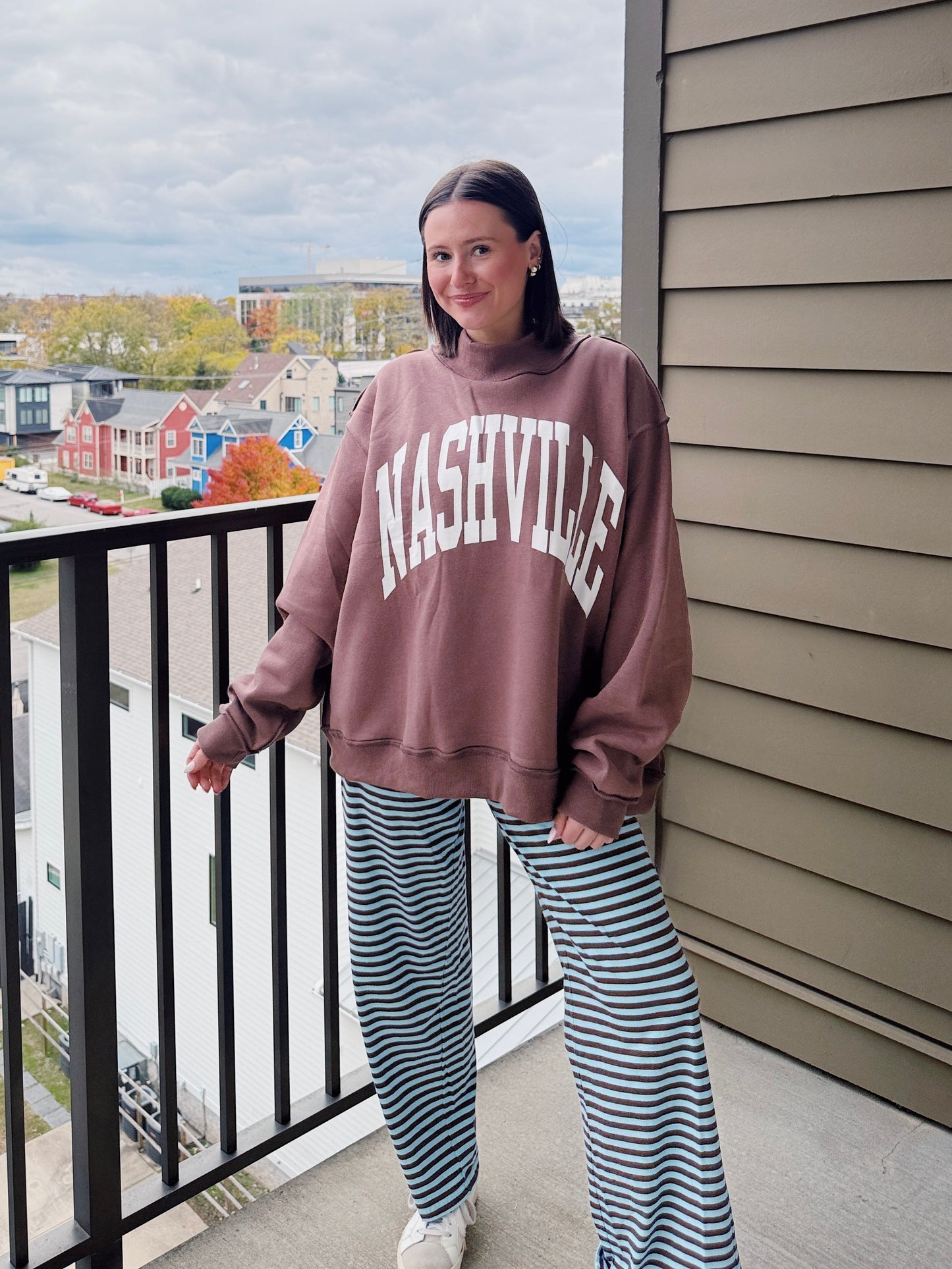 Nashville/Broadway Reversible Mock Neck Sweatshirt