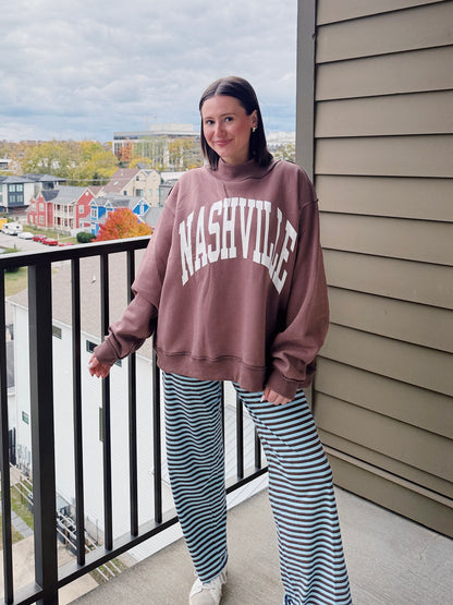 Nashville/Broadway Reversible Mock Neck Sweatshirt