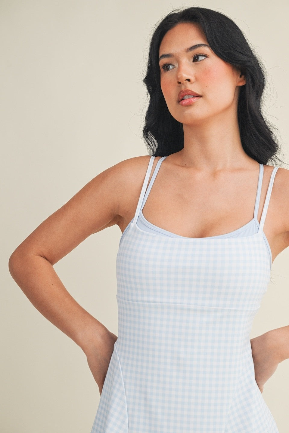 On The Move Gingham Layered Athletic Dress