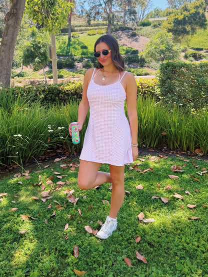 On The Move Gingham Layered Athletic Dress
