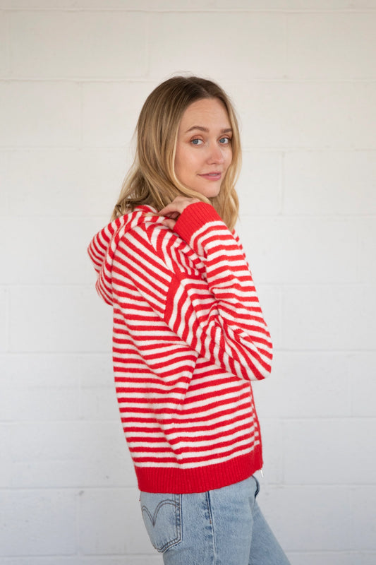 Sugar Rush Striped Zip Up Sweater