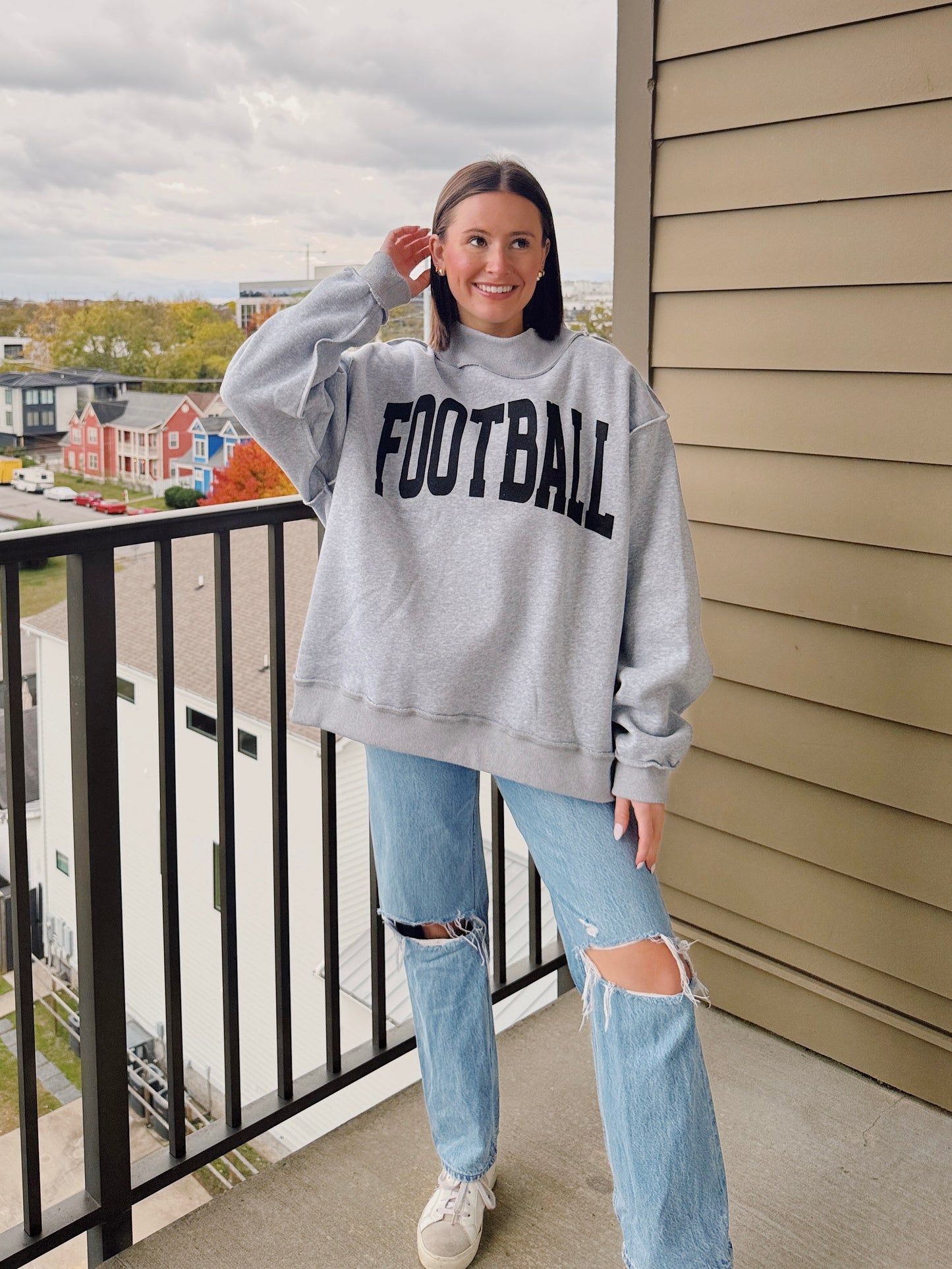 Football/Gameday Reversible Mock Neck Sweatshirt