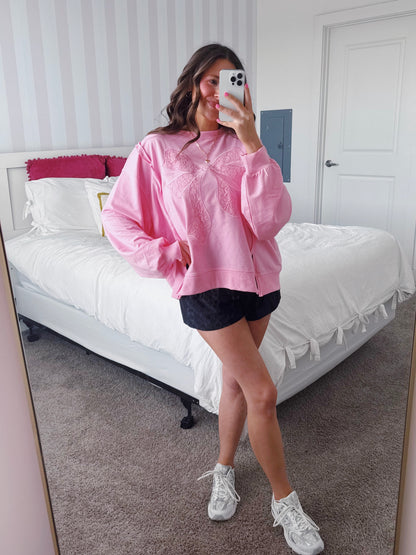 Dancing Through Life Lace Bow Sweatshirt