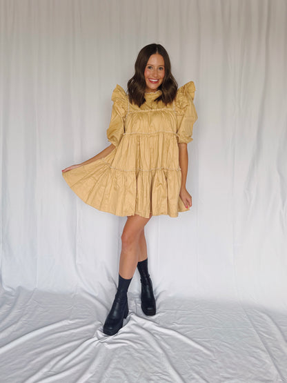 Giving Season Puff Sleeve Tiered Dress