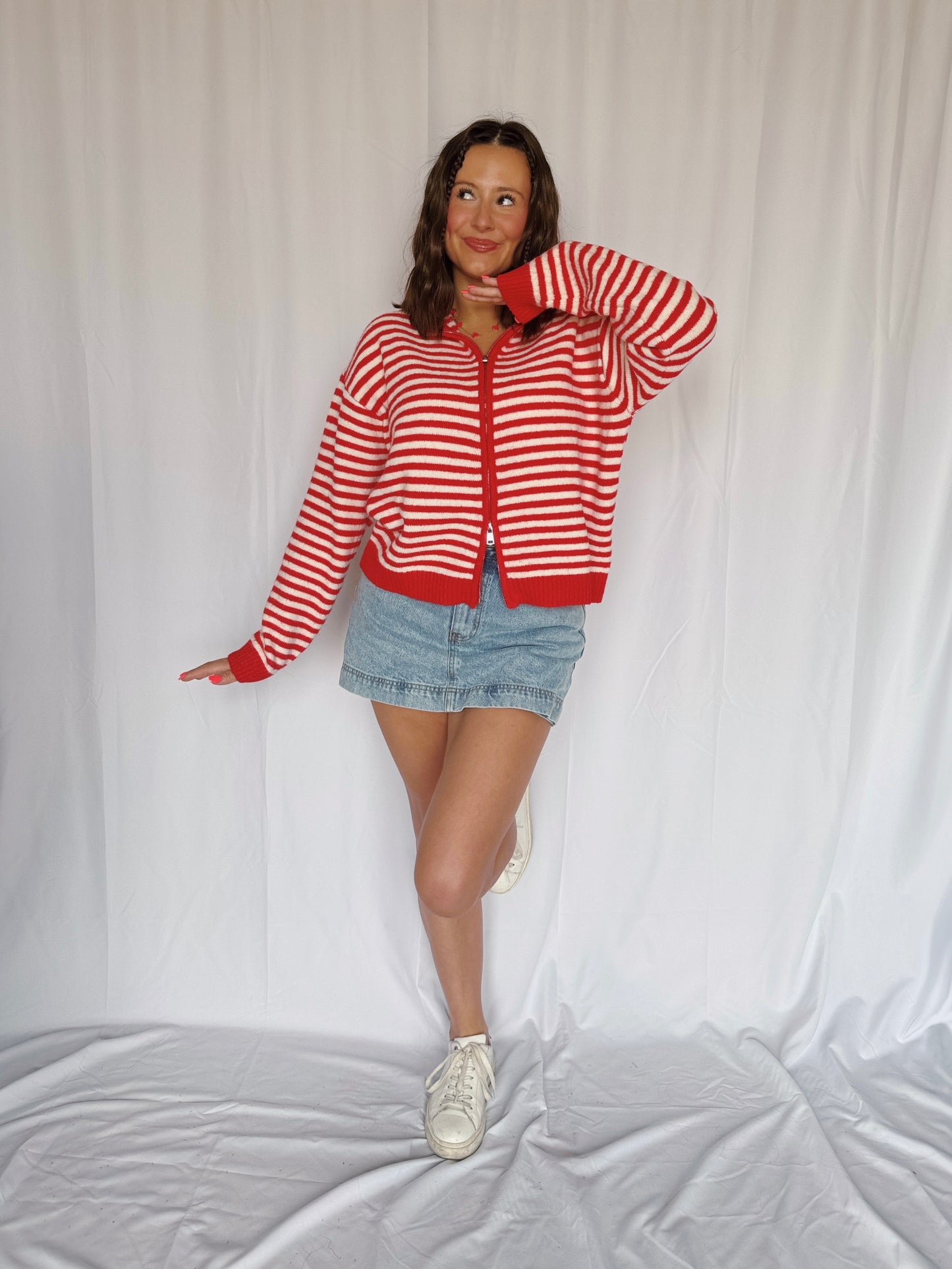 Sugar Rush Striped Zip Up Sweater
