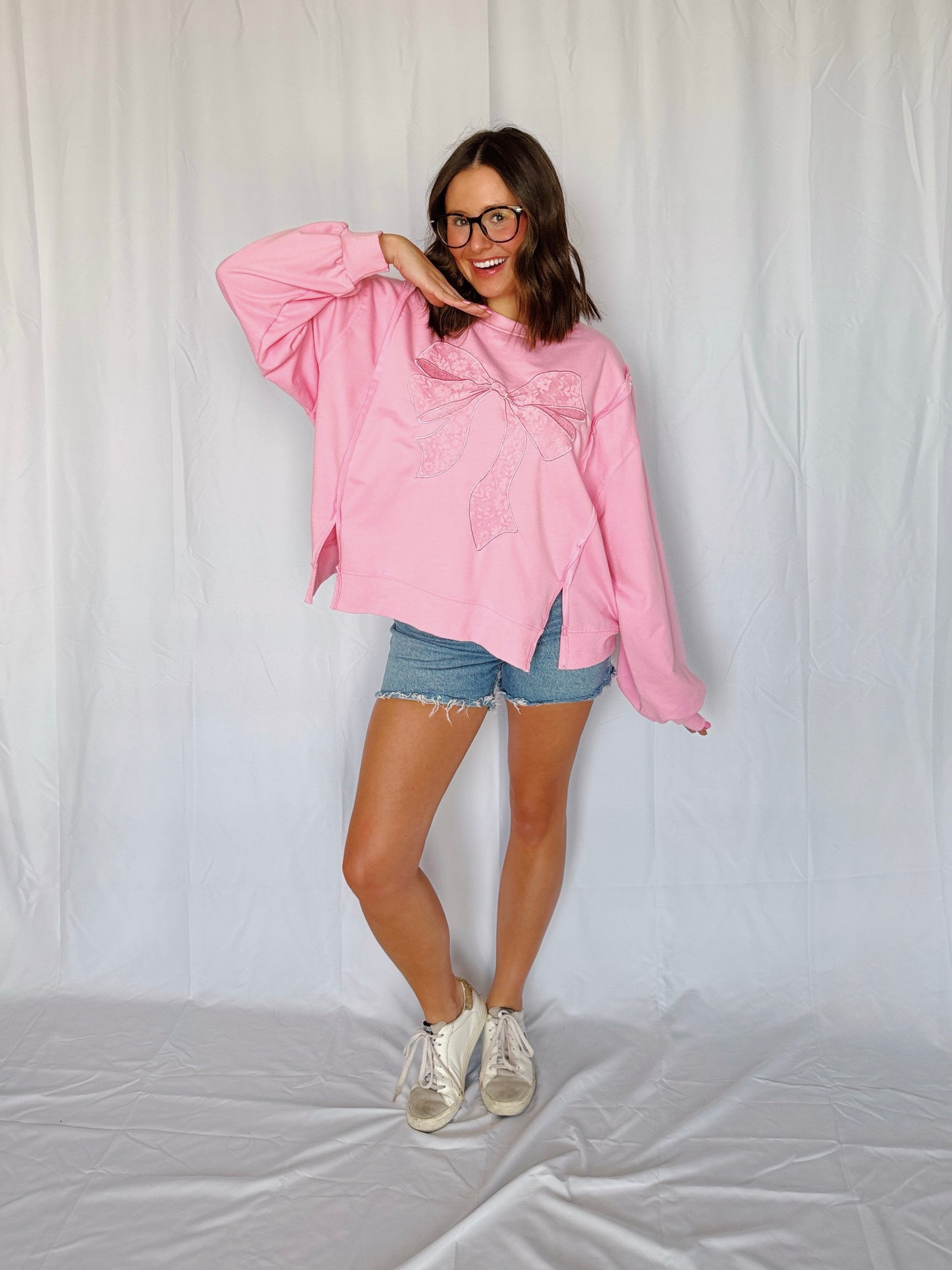 Dancing Through Life Lace Bow Sweatshirt