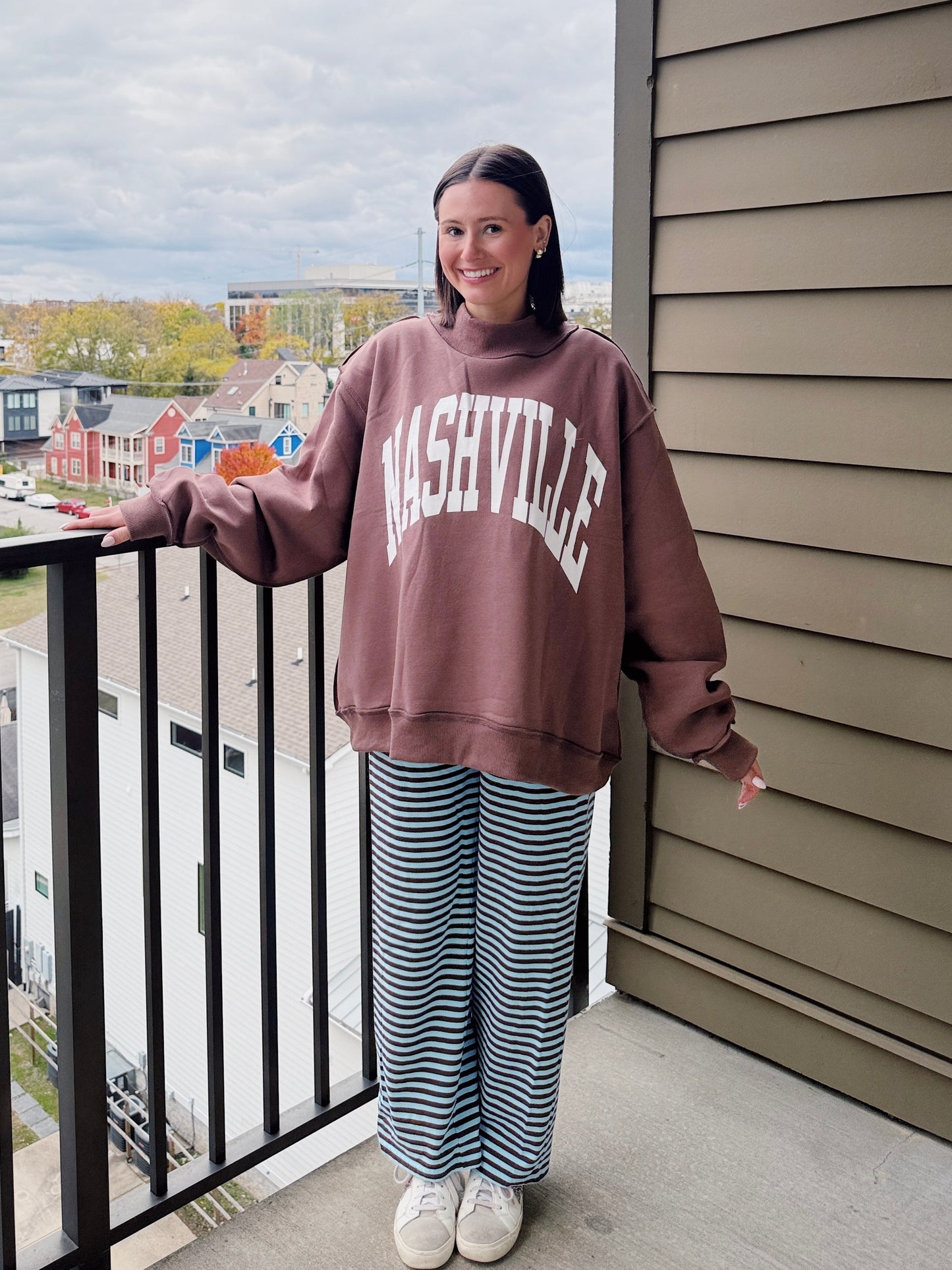Nashville/Broadway Reversible Mock Neck Sweatshirt