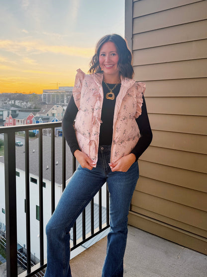 Sweet Pea Floral Puffer Vest