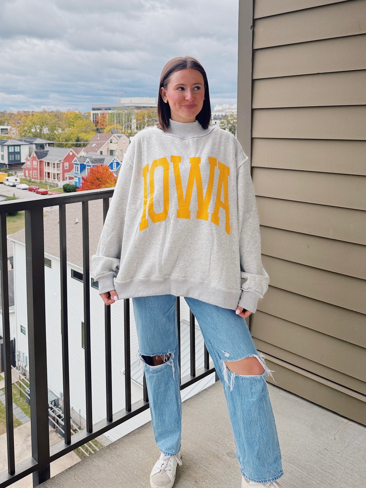 Iowa Reversible Mock Neck Sweatshirt