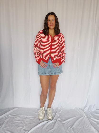 Sugar Rush Striped Zip Up Sweater