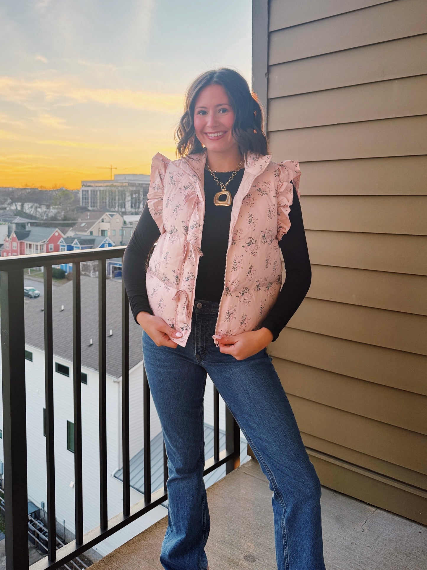 Sweet Pea Floral Puffer Vest