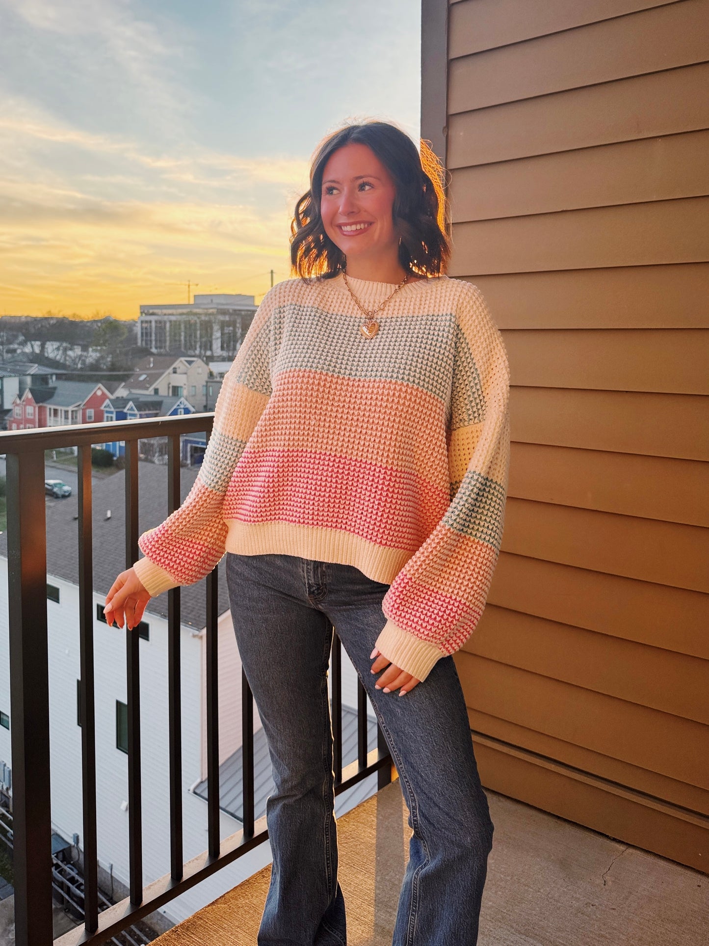 Starburst Colorblock Striped Sweater