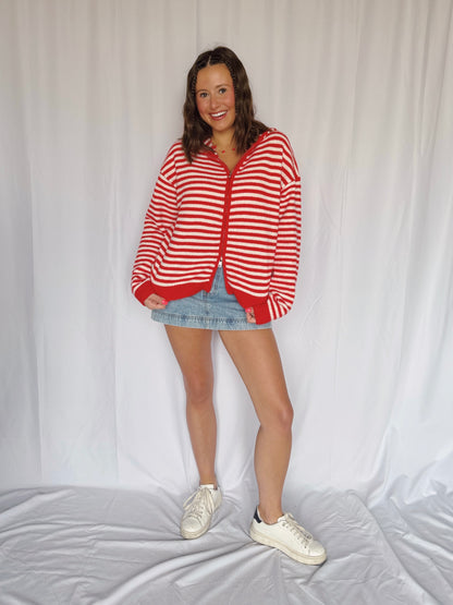 Sugar Rush Striped Zip Up Sweater