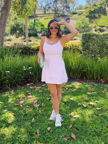 On The Move Gingham Layered Athletic Dress