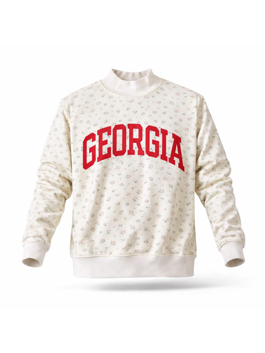 Georgia Floral Reversible Mock Neck Sweatshirt
