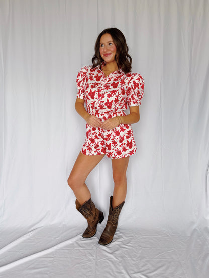 Flower Power Puff Sleeve Romper
