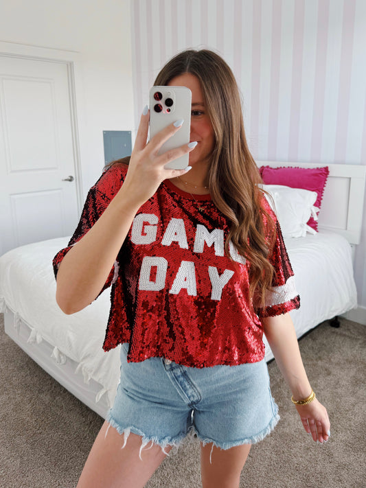 Gameday Everyday Sequin Cropped Tee