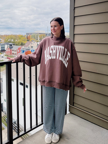 Nashville/Broadway Reversible Mock Neck Sweatshirt