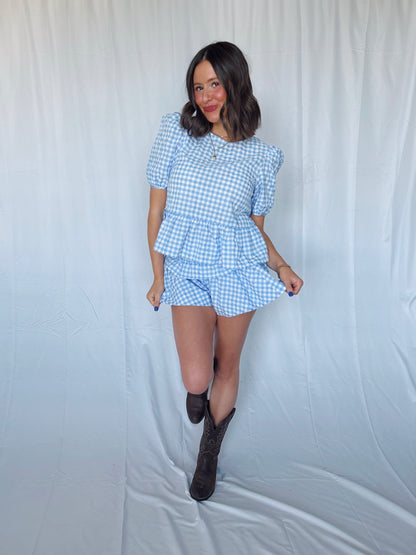 9 to 5 Gingham Top & Shorts Set
