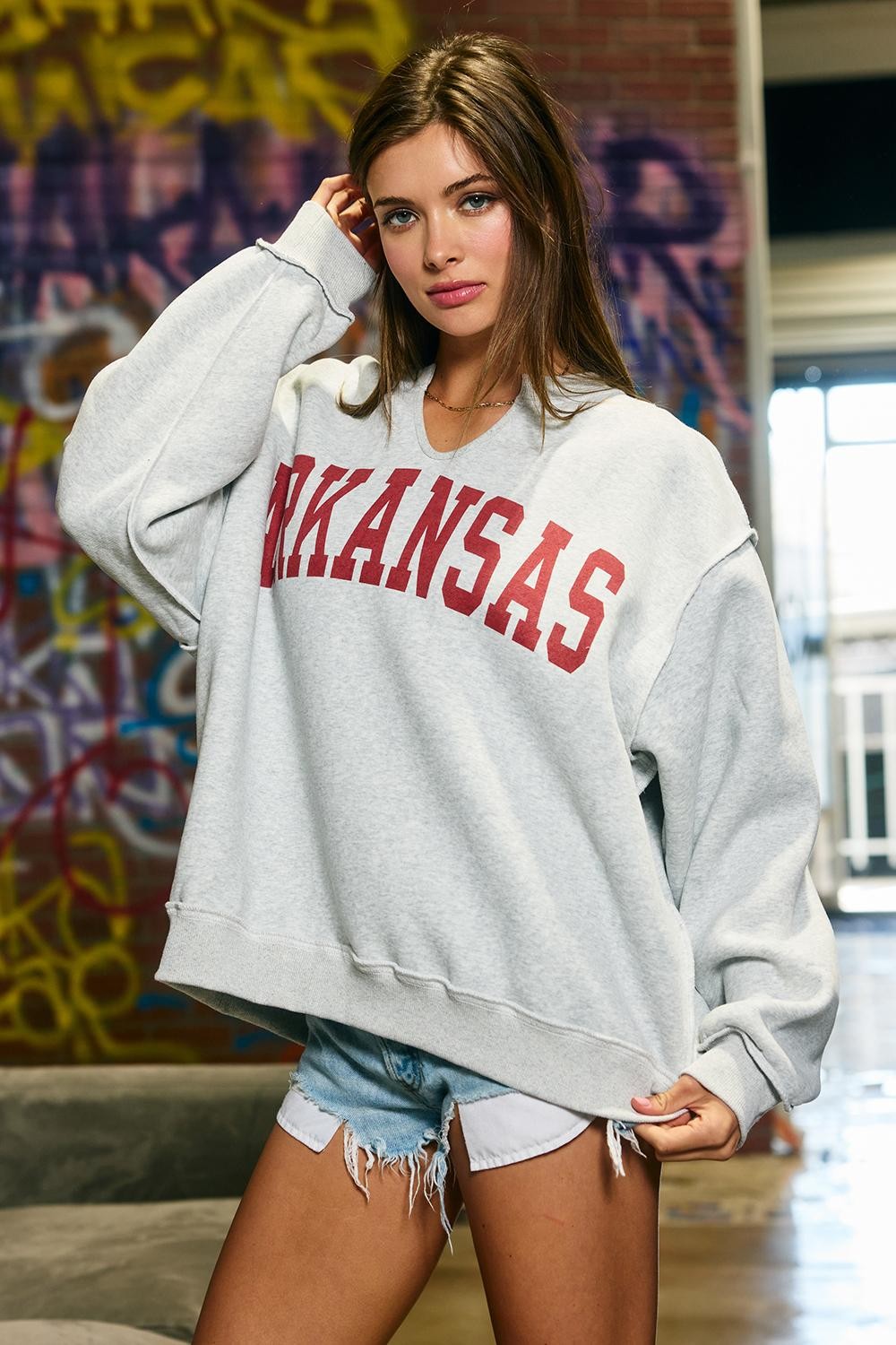 PREORDER: Arkansas Split Neck Sweatshirt (EARLY JULY)